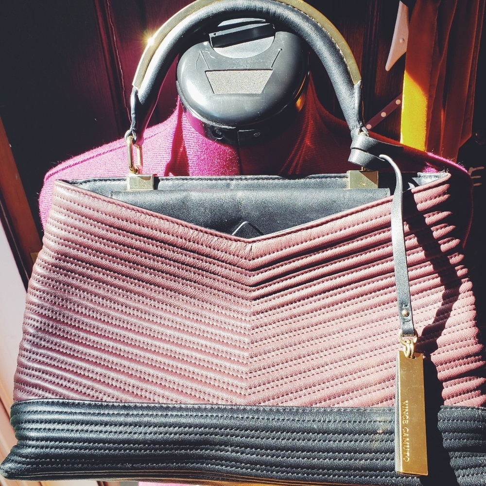 Vince Camuto Red and Black Leather Handbag